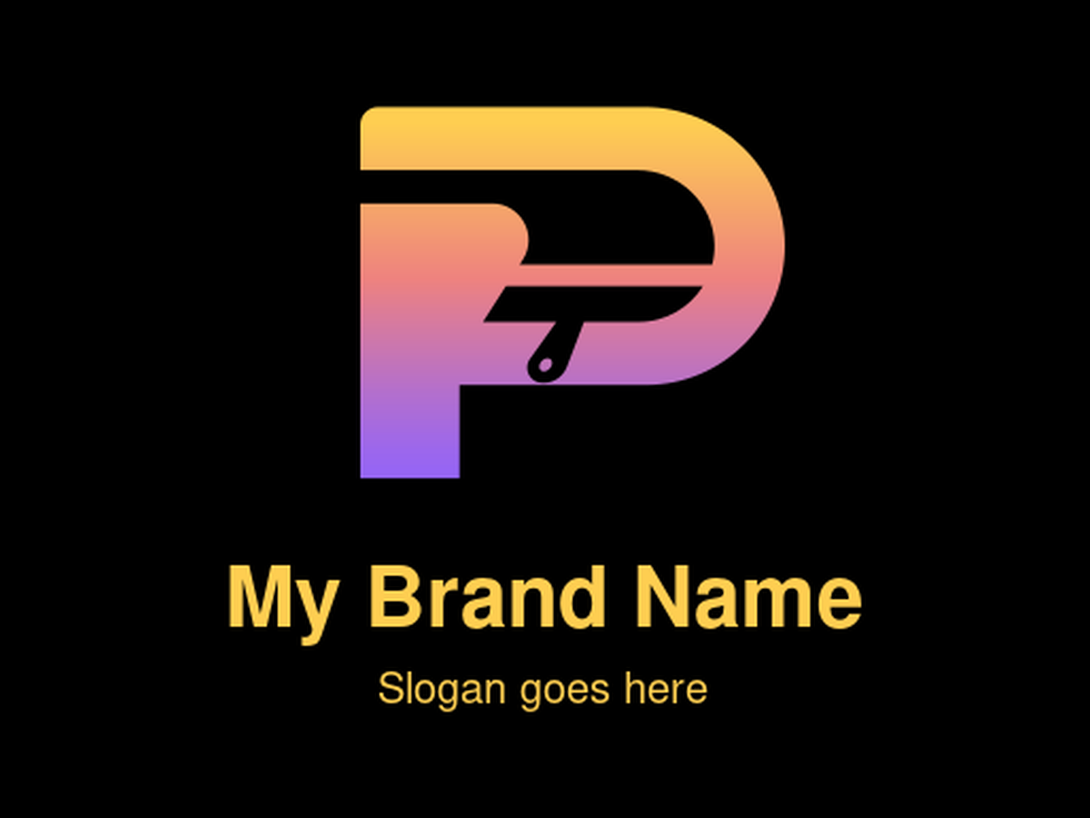 Creative Gradient Letter P Logo with Hidden Paintbrush in Negative Space for Painters, Artists, and Creative Professionals